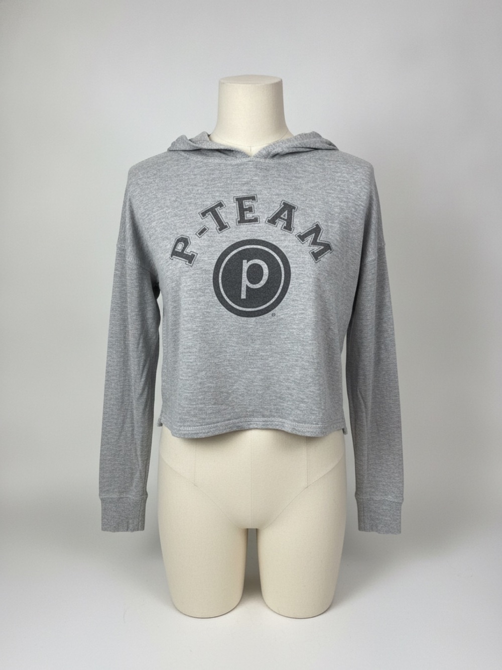 Pure Barre Women's Gray Crop Hooded Pullover, Size Small